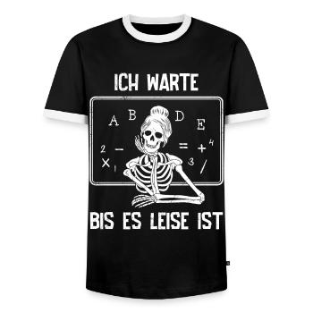 Ich warte bis es leise ist Lehrer Lehrerin - Männer Kontrast-T-Shirt - Schwarz/Weiß - Vorne - AI Model Female 172 light (172cm) & AI Model Male 178 light (178cm)