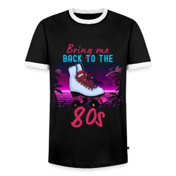 Inline Skate Gift Rollskates Roller 70s - Men's Ringer Shirt - black/white - Front - AI Model Female 172 light (172cm) & AI Model Male 178 light (178cm)