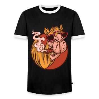 Cadeau de chameau Lama Alpaga Lama Animal Fumer - T-shirt contrasté Homme - noir/blanc - Devant - AI Model Female 172 light (172cm) & AI Model Male 178 light (178cm)
