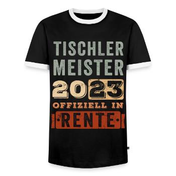Rente Rentner Ruhestand Tischlermeister Rente 2023 - Männer Kontrast-T-Shirt - Schwarz/Weiß - Vorne - AI Model Female 172 light (172cm) & AI Model Male 178 light (178cm)