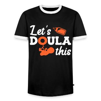 Geburtsvorbereitung Doula Let s do this Hebamme - Männer Kontrast-T-Shirt - Schwarz/Weiß - Vorne - AI Model Female 172 light (172cm) & AI Model Male 178 light (178cm)