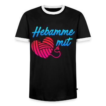 Ich bin eine Hebamme mit Herz Hebamme - Männer Kontrast-T-Shirt - Schwarz/Weiß - Vorne - AI Model Female 172 light (172cm) & AI Model Male 178 light (178cm)