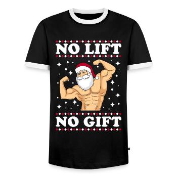 Bodybuilder disant pas d’ascenseur pas de poison Nicholas - T-shirt contrasté Homme - noir/blanc - Devant - AI Model Female 172 light (172cm) & AI Model Male 178 light (178cm)
