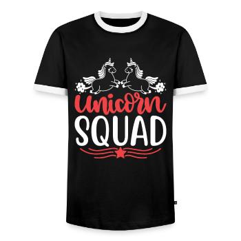 Einhorn Squad Unicorn - Men's Ringer Shirt - black/white - Front - AI Model Female 172 light (172cm) & AI Model Male 178 light (178cm)