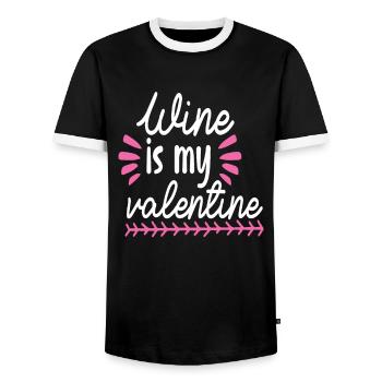 Wine is my Valentine - Men's Ringer Shirt - black/white - Front - AI Model Female 172 light (172cm) & AI Model Male 178 light (178cm)