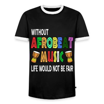 Without Afrobeat Music life would not be fair - Men's Ringer Shirt - black/white - Front - AI Model Female 172 light (172cm) & AI Model Male 178 light (178cm)