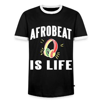 Arobeat, c’est la vie - T-shirt contrasté Homme - noir/blanc - Devant - AI Model Female 172 light (172cm) & AI Model Male 178 light (178cm)