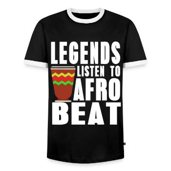 Legends listen to Afrobeat - Männer Kontrast-T-Shirt - Schwarz/Weiß - Vorne - AI Model Female 172 light (172cm) & AI Model Male 178 light (178cm)