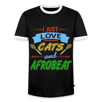 I just love cats and afrobeat - Men's Ringer Shirt - black/white - Front - AI Model Female 172 light (172cm) & AI Model Male 178 light (178cm)