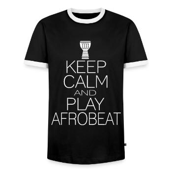 Keep calm and play afrobeat - Männer Kontrast-T-Shirt - Schwarz/Weiß - Vorne - AI Model Female 172 light (172cm) & AI Model Male 178 light (178cm)