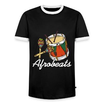 Afrobeat trommel soul genre - Männer Kontrast-T-Shirt - Schwarz/Weiß - Vorne - AI Model Female 172 light (172cm) & AI Model Male 178 light (178cm)