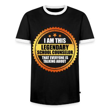Inclusion I am the legendary school companion - Men's Ringer Shirt - black/white - Front - AI Model Female 172 light (172cm) & AI Model Male 178 light (178cm)