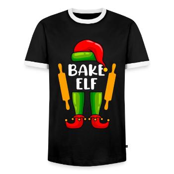 Baker Elf Baker Pastry Chef Baking Christmas - Men's Ringer Shirt - black/white - Front - AI Model Female 172 light (172cm) & AI Model Male 178 light (178cm)