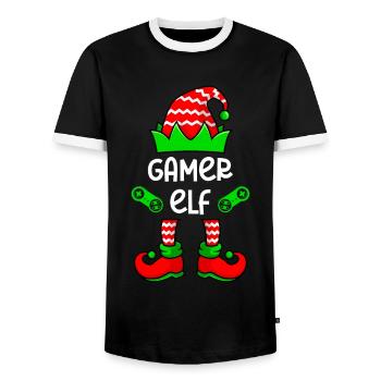 Gamer Elfe Gaming Zocken Spieler - Männer Kontrast-T-Shirt - Schwarz/Weiß - Vorne - AI Model Female 172 light (172cm) & AI Model Male 178 light (178cm)