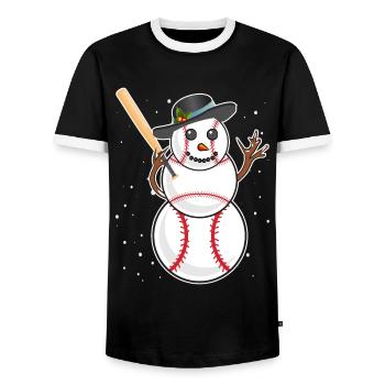 Baseball Schneemann Baseball Spieler Baseballer - Männer Kontrast-T-Shirt - Schwarz/Weiß - Vorne - AI Model Female 172 light (172cm) & AI Model Male 178 light (178cm)
