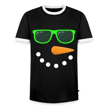 Snowman Face Lunettes de soleil Costume de bonhomme de neige - T-shirt contrasté Homme - noir/blanc - Devant - AI Model Female 172 light (172cm) & AI Model Male 178 light (178cm)