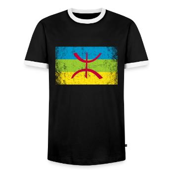kabyle amazigh flag berber, africa kabyle - Männer Kontrast-T-Shirt - Schwarz/Weiß - Vorne - AI Model Female 172 light (172cm) & AI Model Male 178 light (178cm)