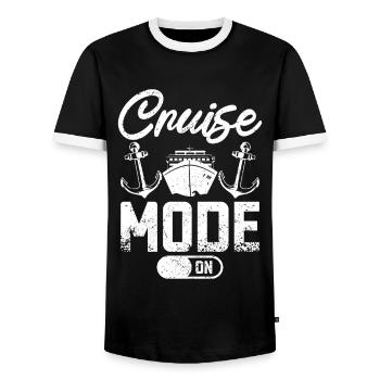Family Couple Cruising Mode On - Men's Ringer Shirt - black/white - Front - AI Model Female 172 light (172cm) & AI Model Male 178 light (178cm)