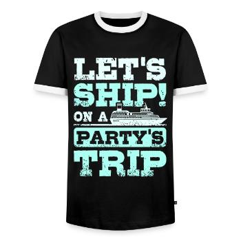Cruise let's ship on a Party's trip - Men's Ringer Shirt - black/white - Front - AI Model Female 172 light (172cm) & AI Model Male 178 light (178cm)
