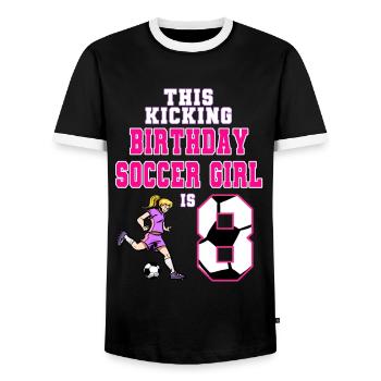 Cette fille de football est 8ème anniversaire de football - T-shirt contrasté Homme - noir/blanc - Devant - AI Model Female 172 light (172cm) & AI Model Male 178 light (178cm)