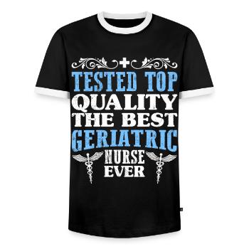 Qualité supérieure la meilleure infirmière gériatrique - T-shirt contrasté Homme - noir/blanc - Devant - AI Model Female 172 light (172cm) & AI Model Male 178 light (178cm)