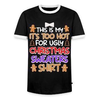Joyeux dicton de Noël - T-shirt contrasté Homme - noir/blanc - Devant - AI Model Female 172 light (172cm) & AI Model Male 178 light (178cm)