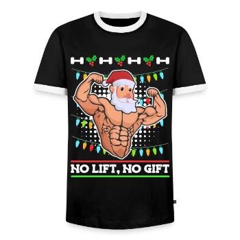No Lift no Gift St. Nicholas Christmas - Men's Ringer Shirt - black/white - Front - AI Model Female 172 light (172cm) & AI Model Male 178 light (178cm)