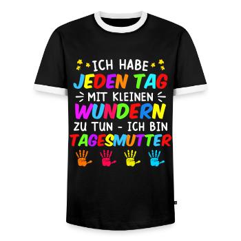 Ich habe jeden Tag mit Wundern zu tun Tagesmutter - Männer Kontrast-T-Shirt - Schwarz/Weiß - Vorne - AI Model Female 172 light (172cm) & AI Model Male 178 light (178cm)