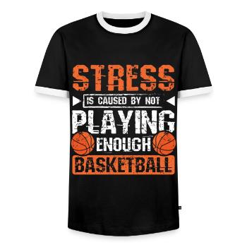 Le stress est causé par le fait de ne pas jouer suffisamment au basketball - T-shirt contrasté Homme - noir/blanc - Devant - AI Model Female 172 light (172cm) & AI Model Male 178 light (178cm)