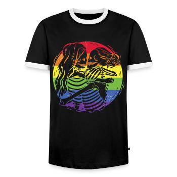 Lesben Gay Pride Bisexuell - Männer Kontrast-T-Shirt - Schwarz/Weiß - Vorne - AI Model Female 172 light (172cm) & AI Model Male 178 light (178cm)