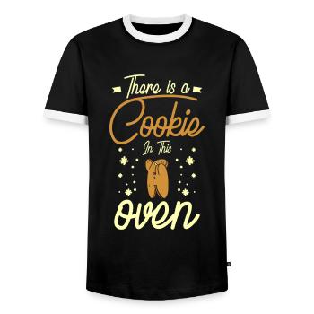 pregnancy there is a cookie in this oven christmas - Männer Kontrast-T-Shirt - Schwarz/Weiß - Vorne - AI Model Female 172 light (172cm) & AI Model Male 178 light (178cm)