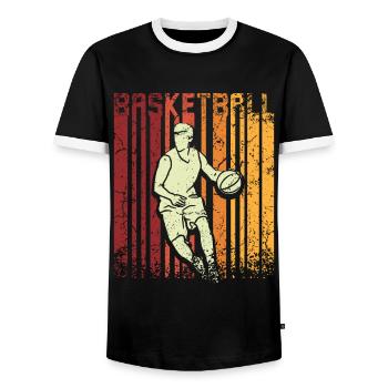 Retro Vintage Basketball Player - Männer Kontrast-T-Shirt - Schwarz/Weiß - Vorne - AI Model Female 172 light (172cm) & AI Model Male 178 light (178cm)
