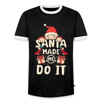 Le Père Noël vous regarde - T-shirt contrasté Homme - noir/blanc - Devant - AI Model Female 172 light (172cm) & AI Model Male 178 light (178cm)