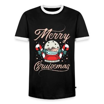 Christmas Holiday Xmas Cruise Ship - Men's Ringer Shirt - black/white - Front - AI Model Female 172 light (172cm) & AI Model Male 178 light (178cm)