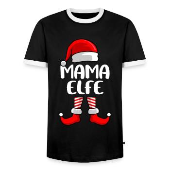 Mama Elfe Mutter Weihnachten Elf - Männer Kontrast-T-Shirt - Schwarz/Weiß - Vorne - AI Model Female 172 light (172cm) & AI Model Male 178 light (178cm)