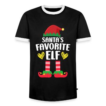 Santas Lieblings Elfe Nikolaus - Männer Kontrast-T-Shirt - Schwarz/Weiß - Vorne - AI Model Female 172 light (172cm) & AI Model Male 178 light (178cm)