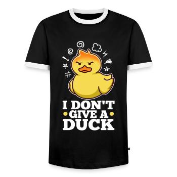 I Don't Give A Duck - Men's Ringer Shirt - black/white - Front - AI Model Female 172 light (172cm) & AI Model Male 178 light (178cm)