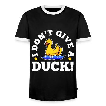 I Don't Give A Duck - Men's Ringer Shirt - black/white - Front - AI Model Female 172 light (172cm) & AI Model Male 178 light (178cm)