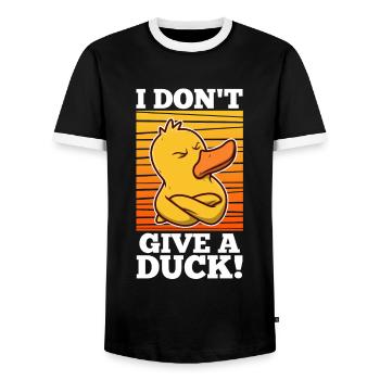 I Don't Give A Duck - Men's Ringer Shirt - black/white - Front - AI Model Female 172 light (172cm) & AI Model Male 178 light (178cm)
