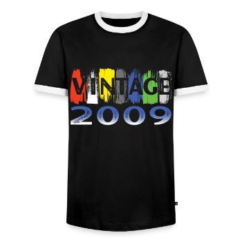 Fantastisch Seit 2009 Retro 13. Bitrthday - Männer Kontrast-T-Shirt - Schwarz/Weiß - Vorne - AI Model Female 172 light (172cm) & AI Model Male 178 light (178cm)