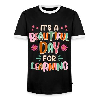 Class It's a great day to learn teachers - Men's Ringer Shirt - black/white - Front - AI Model Female 172 light (172cm) & AI Model Male 178 light (178cm)