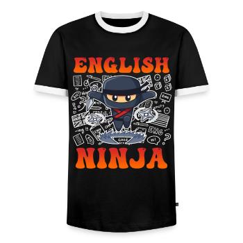 Englischlehrer Ninja ich bin Englisch Lehrer - Männer Kontrast-T-Shirt - Schwarz/Weiß - Vorne - AI Model Female 172 light (172cm) & AI Model Male 178 light (178cm)