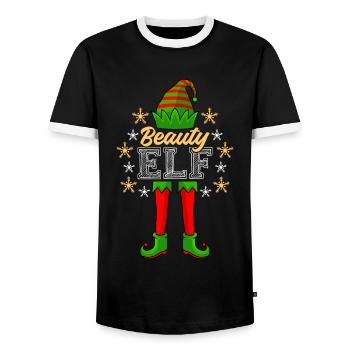 Beauty Elfe Schminke Kosmetikerin Damen Weihnacht - Männer Kontrast-T-Shirt - Schwarz/Weiß - Vorne - AI Model Female 172 light (172cm) & AI Model Male 178 light (178cm)