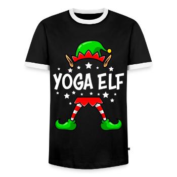 Professeur de yoga elfe de Noël Nicholas - T-shirt contrasté Homme - noir/blanc - Devant - AI Model Female 172 light (172cm) & AI Model Male 178 light (178cm)