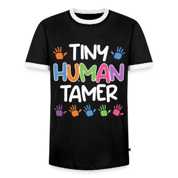 Kinderzähmer Kindergarten Erzieher Kindergarten - Men's Ringer Shirt - black/white - Front - AI Model Female 172 light (172cm) & AI Model Male 178 light (178cm)