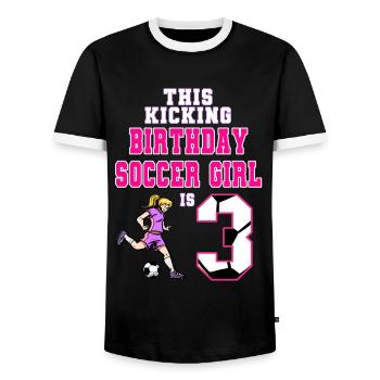 Cette fille de football est 3ème anniversaire de football - T-shirt contrasté Homme - noir/blanc - Devant - AI Model Female 172 light (172cm) & AI Model Male 178 light (178cm)