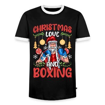 Noël Love Boxing Boxer Cadeau de Noël - T-shirt contrasté Homme - noir/blanc - Devant - AI Model Female 172 light (172cm) & AI Model Male 178 light (178cm)