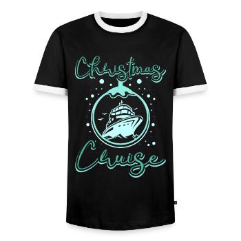 Christmas Holiday Xmas Cruise Ship - Men's Ringer Shirt - black/white - Front - AI Model Female 172 light (172cm) & AI Model Male 178 light (178cm)