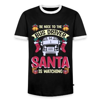 Soyez gentil avec le chauffeur de bus que le Père Noël regarde - T-shirt contrasté Homme - noir/blanc - Devant - AI Model Female 172 light (172cm) & AI Model Male 178 light (178cm)