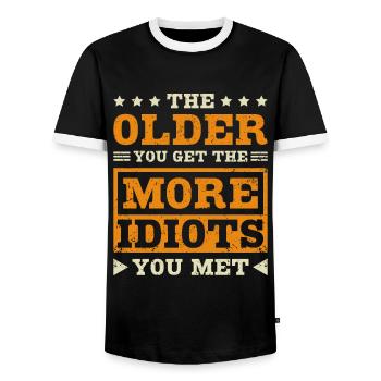The older you get the more idiots you met - Men's Ringer Shirt - black/white - Front - AI Model Female 172 light (172cm) & AI Model Male 178 light (178cm)